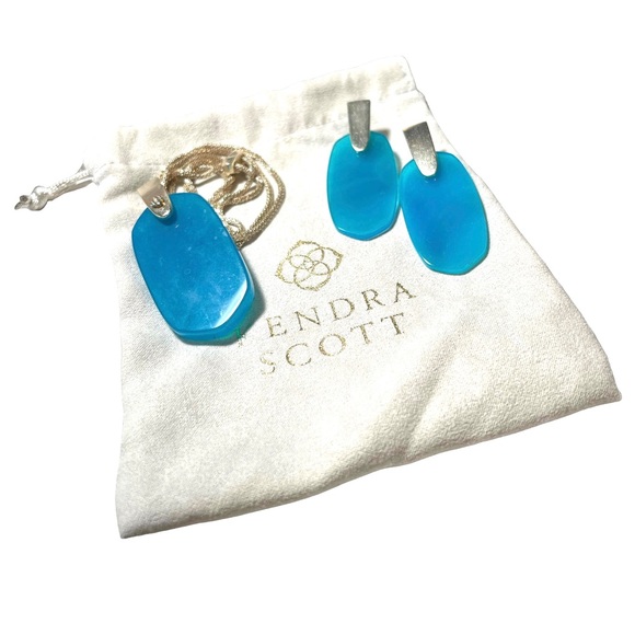 Kendra Scott Jewelry - Kendra Scott Inez Necklace and Aragon Earrings in Gold Teal Agate